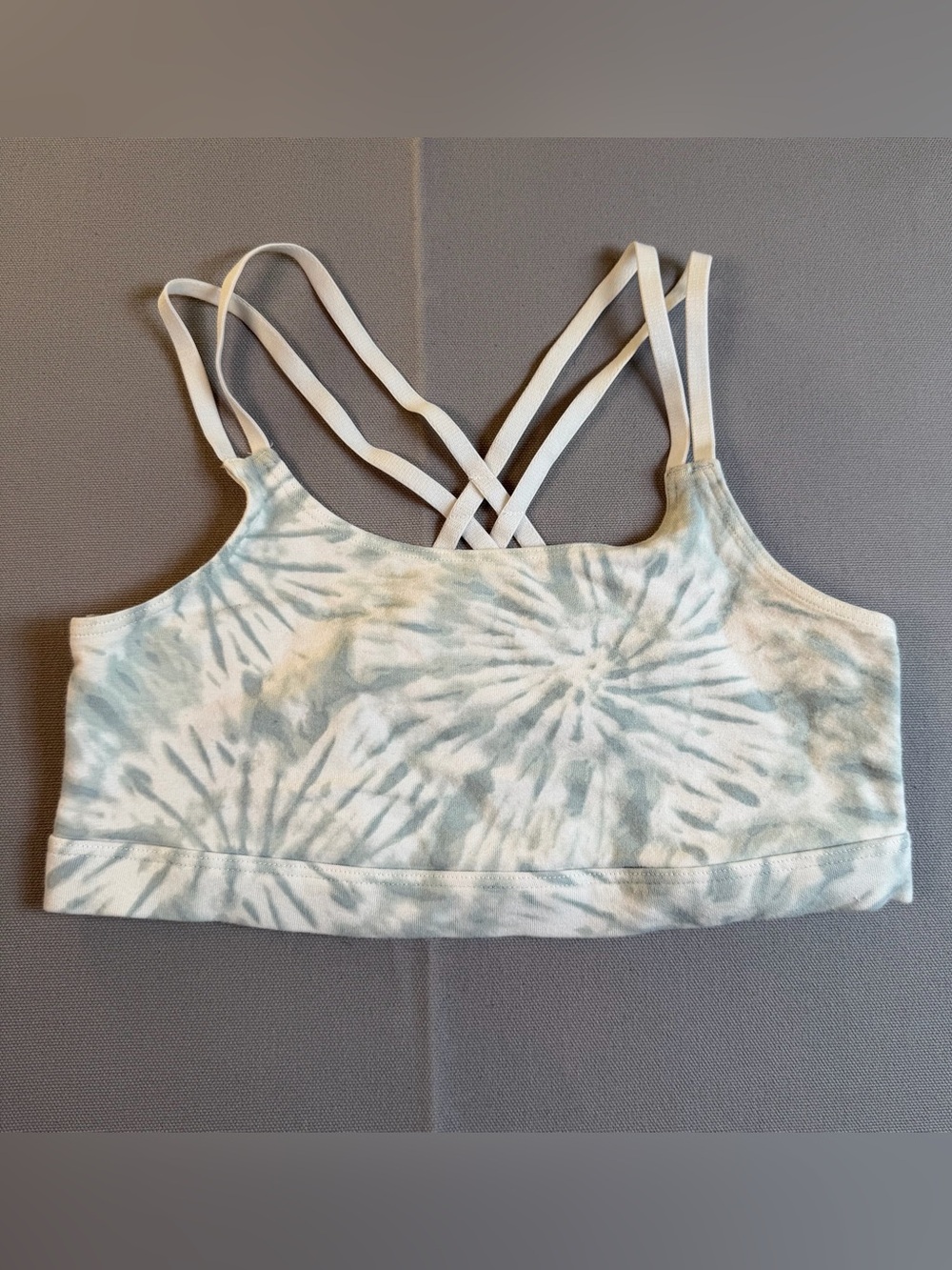 abercrombie kids sz11/12 Light Blue Grey and White Tie-Dye Crisscross Bralette